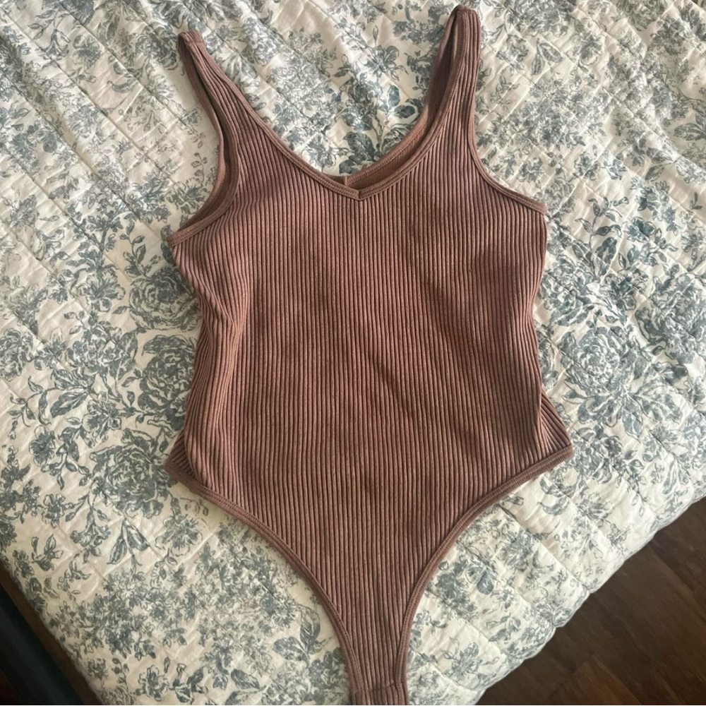 Cute Ribbed One Piece in Brown